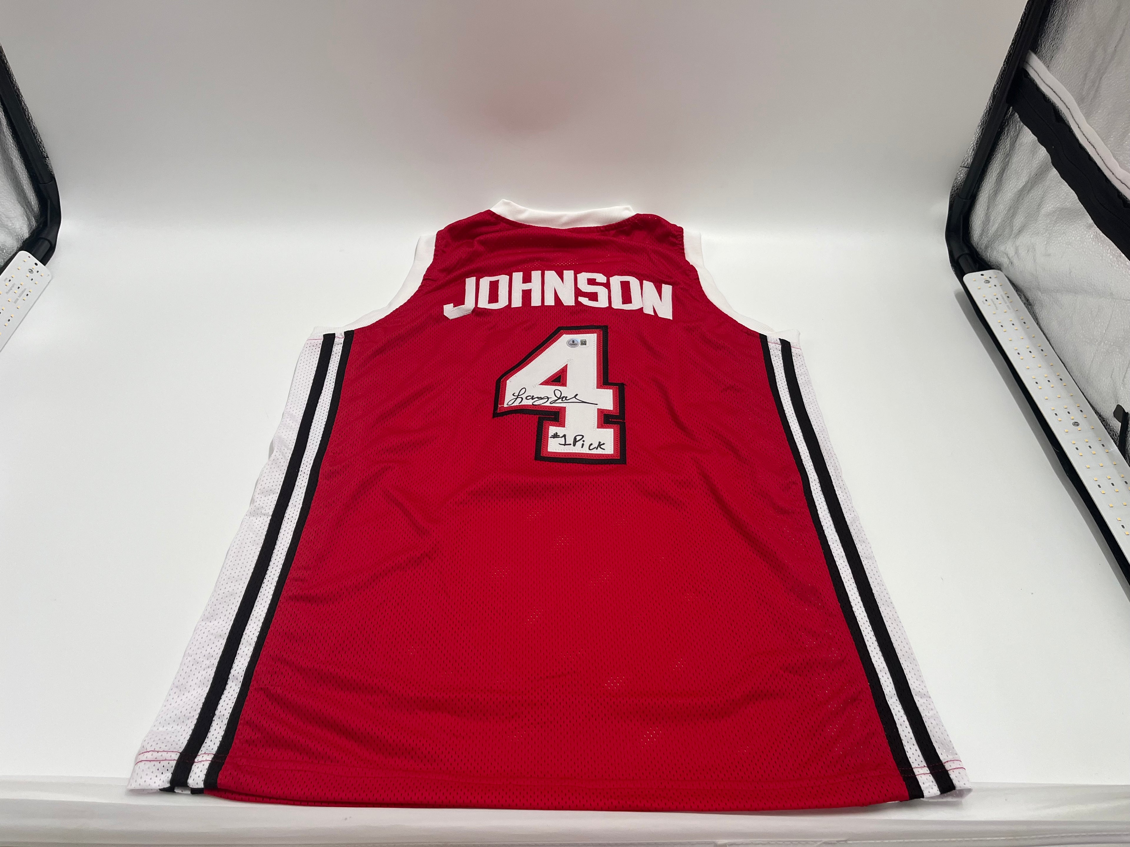 Larry Johnson Signed Jersey Inscribed "