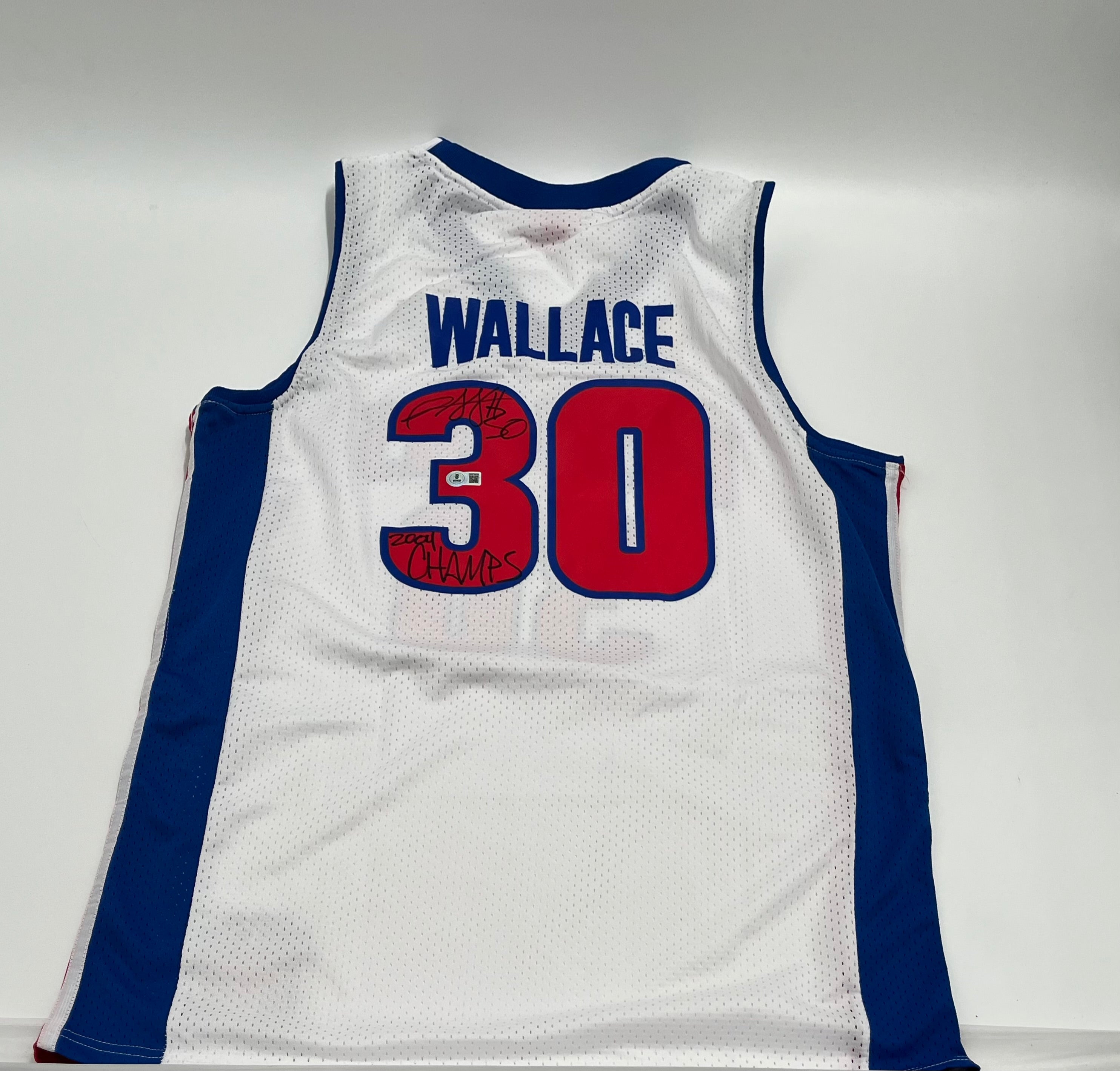 Rasheed Wallace Signed Pistons M&N Authentic Jersey Inscribed "2004 Champs" (Beckett)