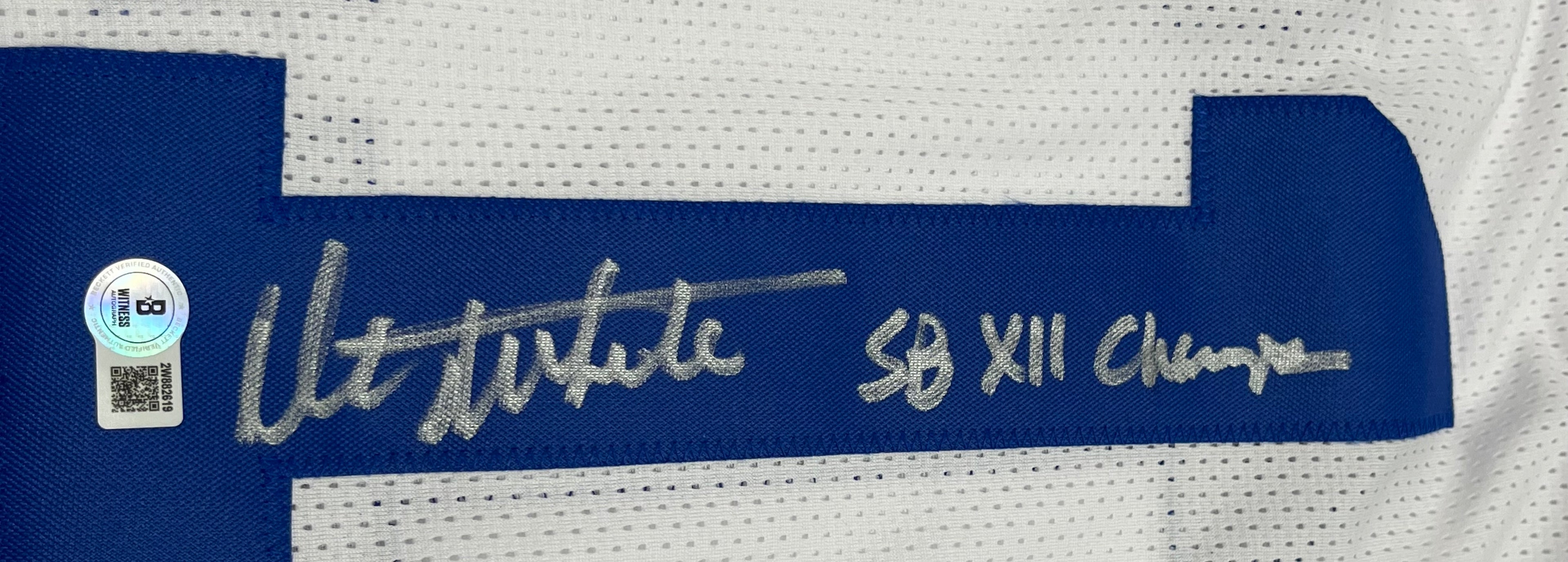 Danny White Signed Custom Jersey Inscribed "SB XII Champs" (Beckett)