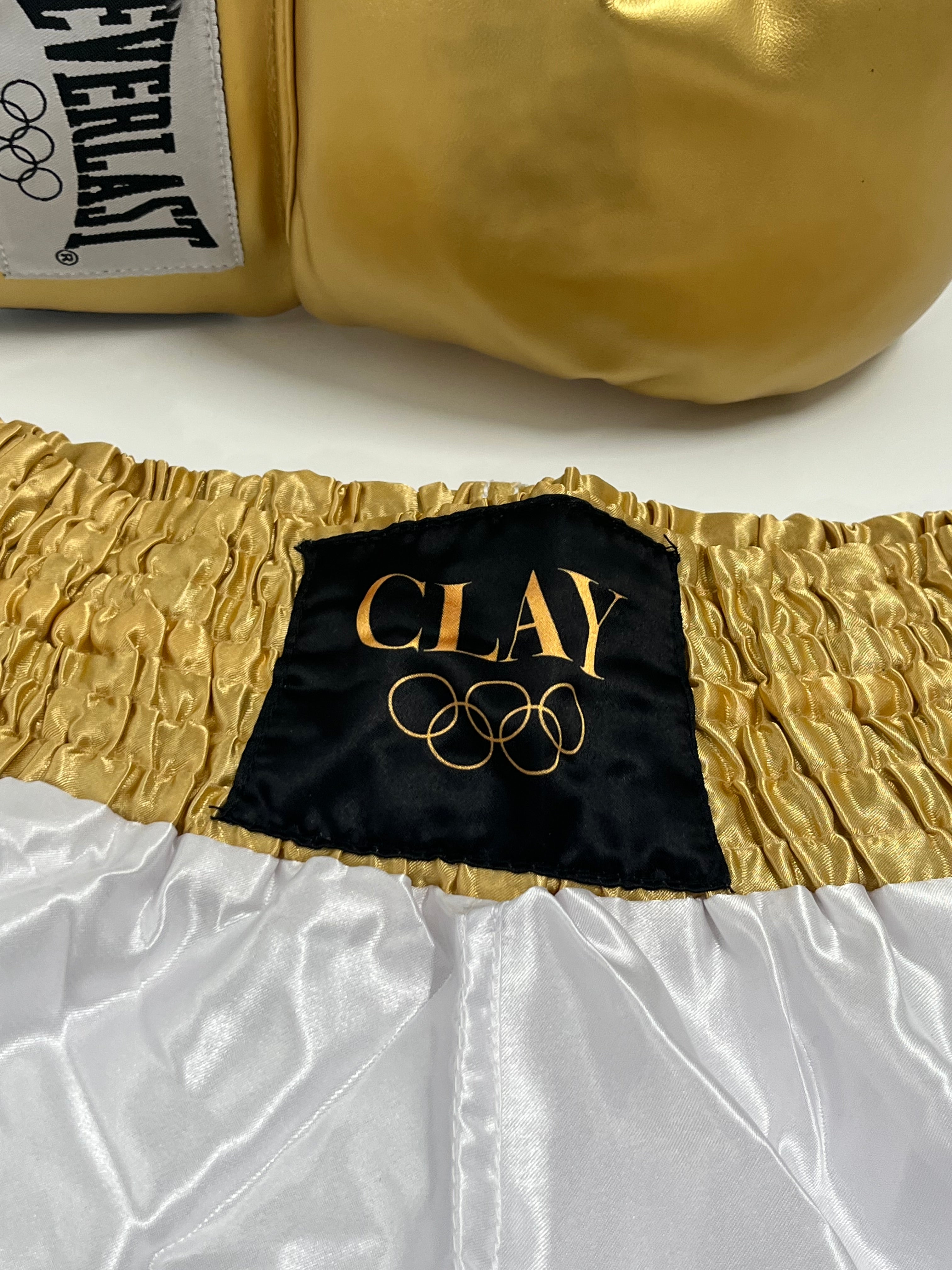 Cassius Clay 1960 Olympics Gold Trunks & Gold Glove Set