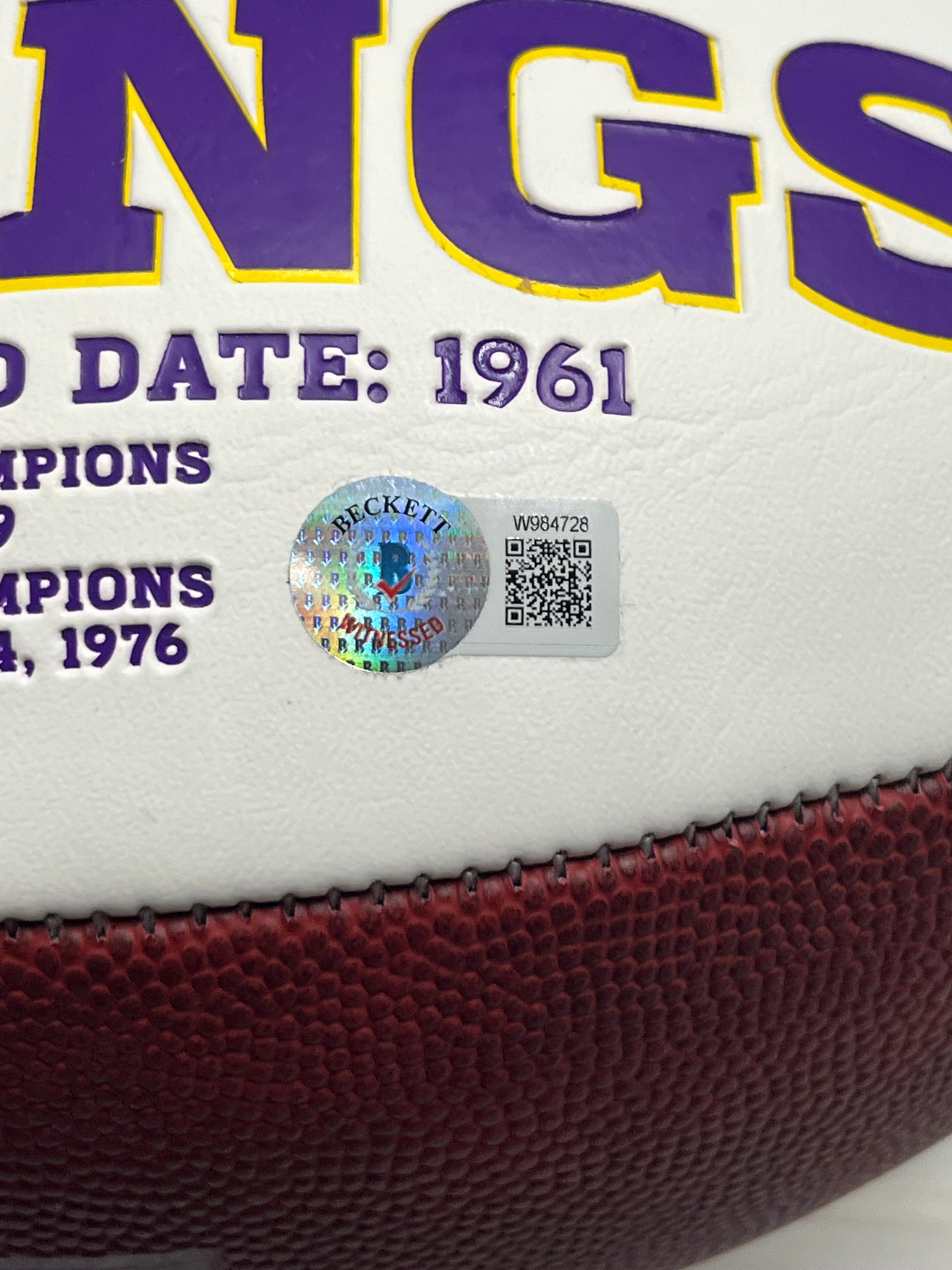 TJ Hockenson Signed Vikings Logo Football (Beckett)