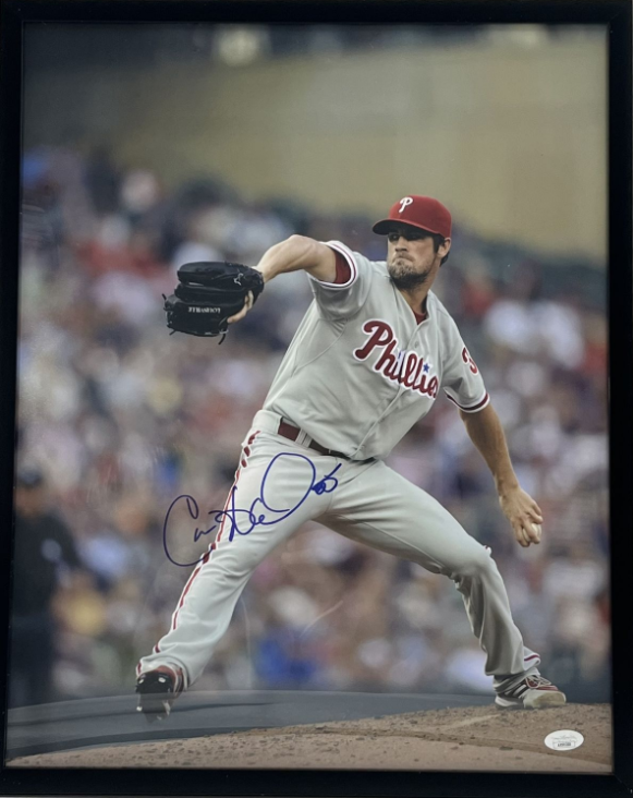 Cole Hamels Custom Framed Signed Phillies 16x20 Photo (JSA)
