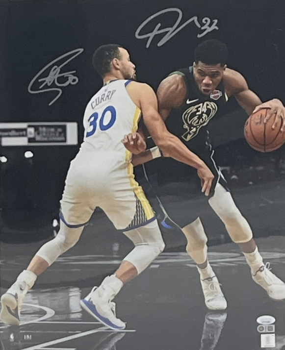 Steph Curry & Giannis Antetokounmpo Signed 16x20 Photo (JSA & Curry)