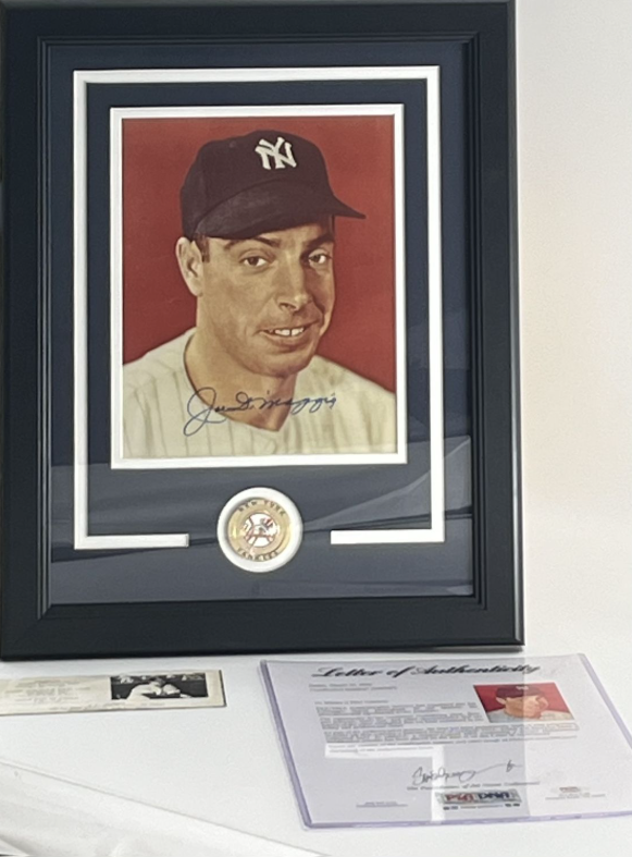 Custom Framed & Signed Joe Dimaggio 8X10 Photo (PSA/DNA)