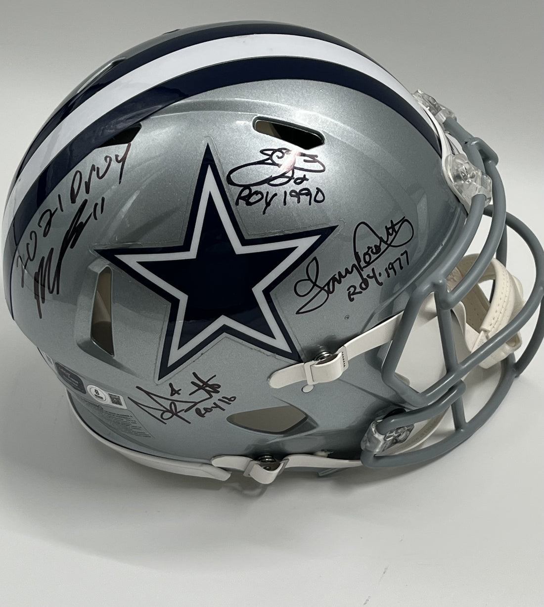 Cowboys FS Authentic Speed Helmet w/ 4 sig &amp; ROY Inscriptions (Beckett)