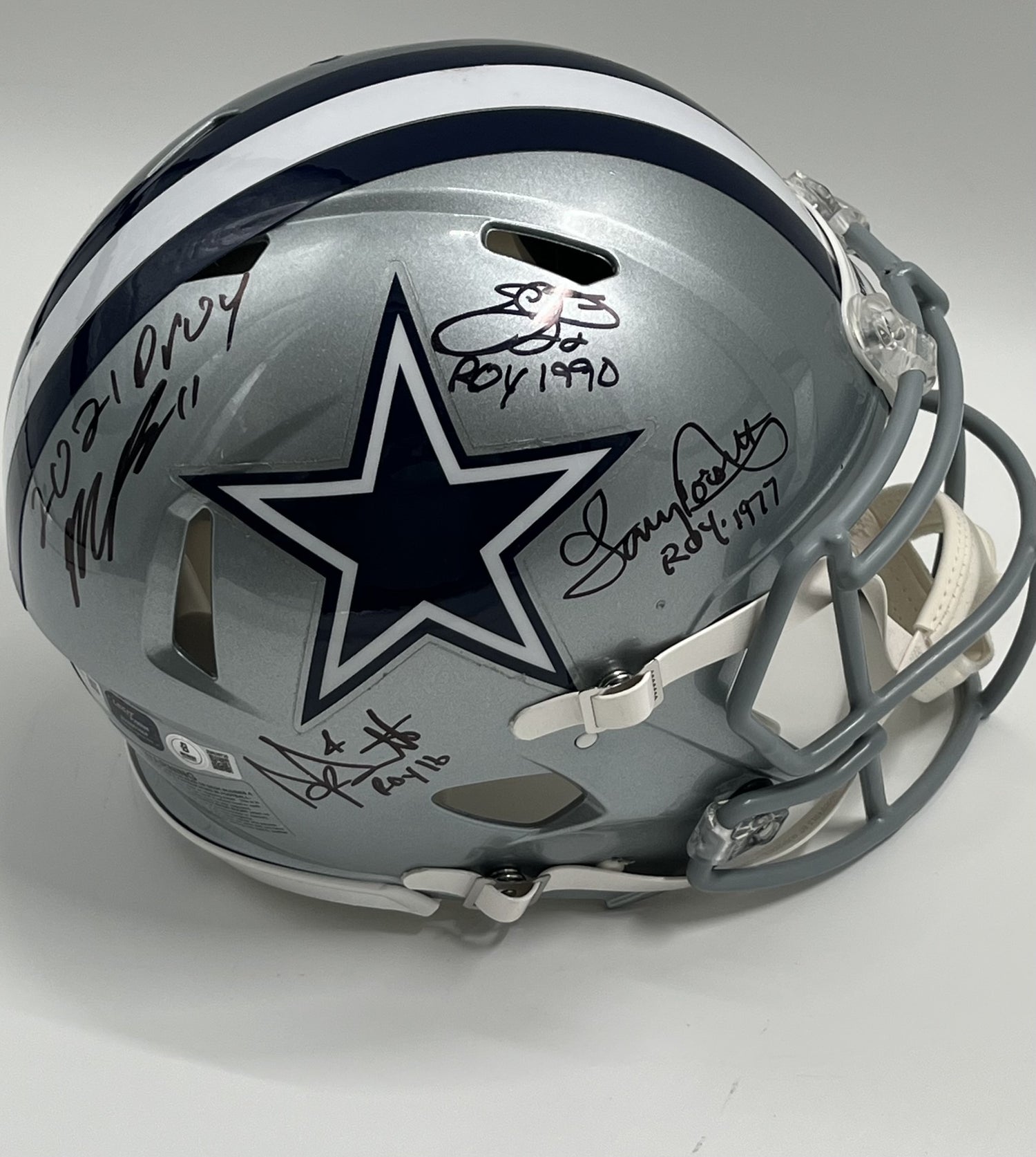 Cowboys FS Authentic Speed Helmet w/ 4 sig &amp; ROY Inscriptions (Beckett)