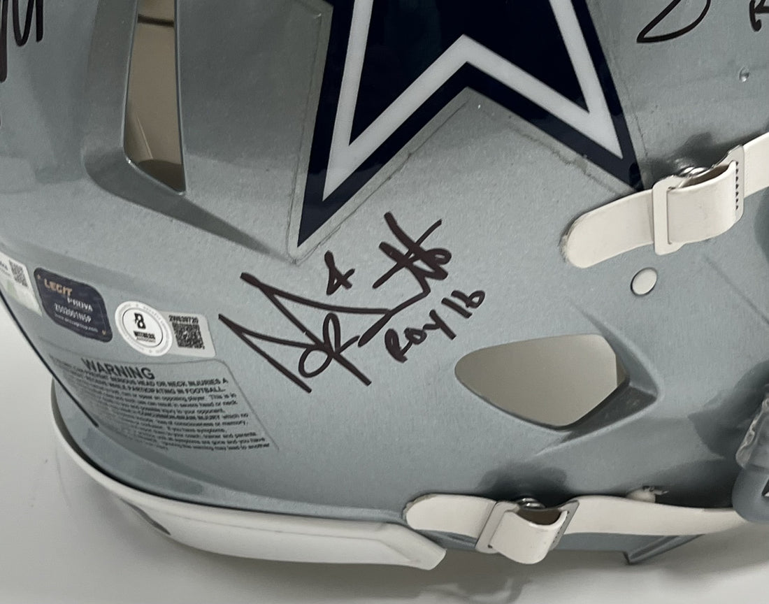 Cowboys FS Authentic Speed Helmet w/ 4 sig &amp; ROY Inscriptions (Beckett)