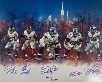 Giants Super Bowl XLII Champs 16x20 Photo Signed by (5) Inscribed &quot;SB XLII Champs&quot; (PSA)
