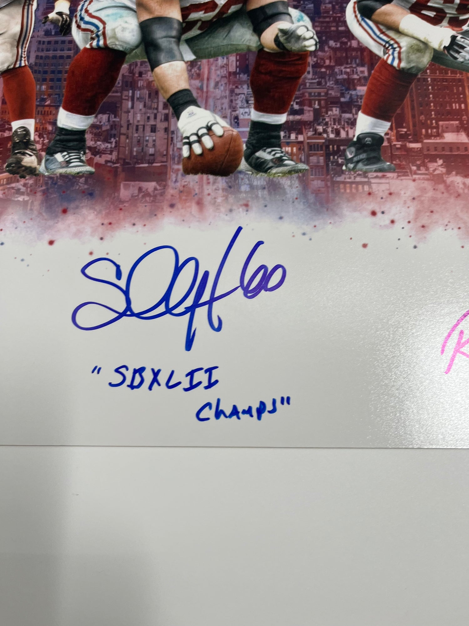 Giants Super Bowl XLII Champs 16x20 Photo Signed by (5) Inscribed &quot;SB XLII Champs&quot; (PSA)