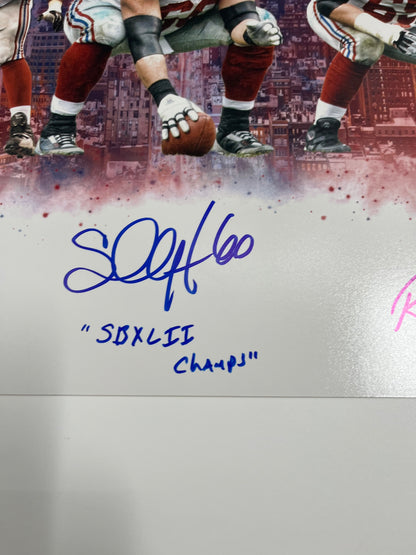 Giants Super Bowl XLII Champs 16x20 Photo Signed by (5) Inscribed &quot;SB XLII Champs&quot; (PSA)