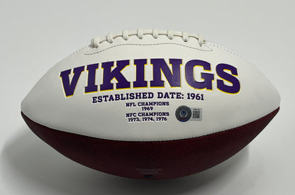 TJ Hockenson Signed Vikings Logo Football (Beckett)