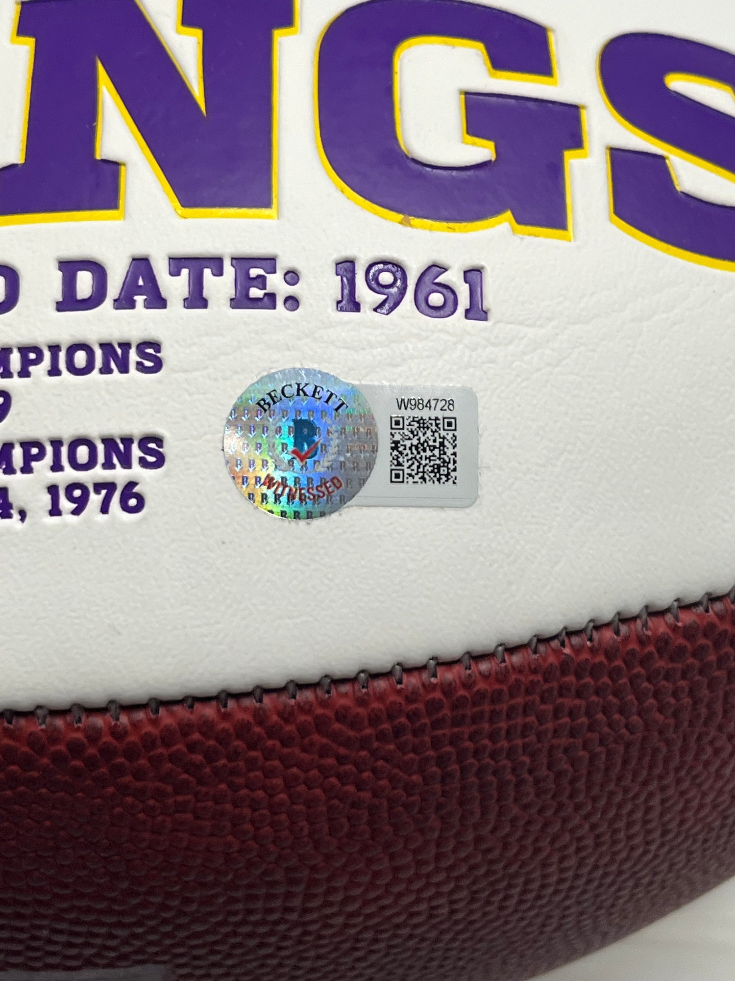 TJ Hockenson Signed Vikings Logo Football (Beckett)