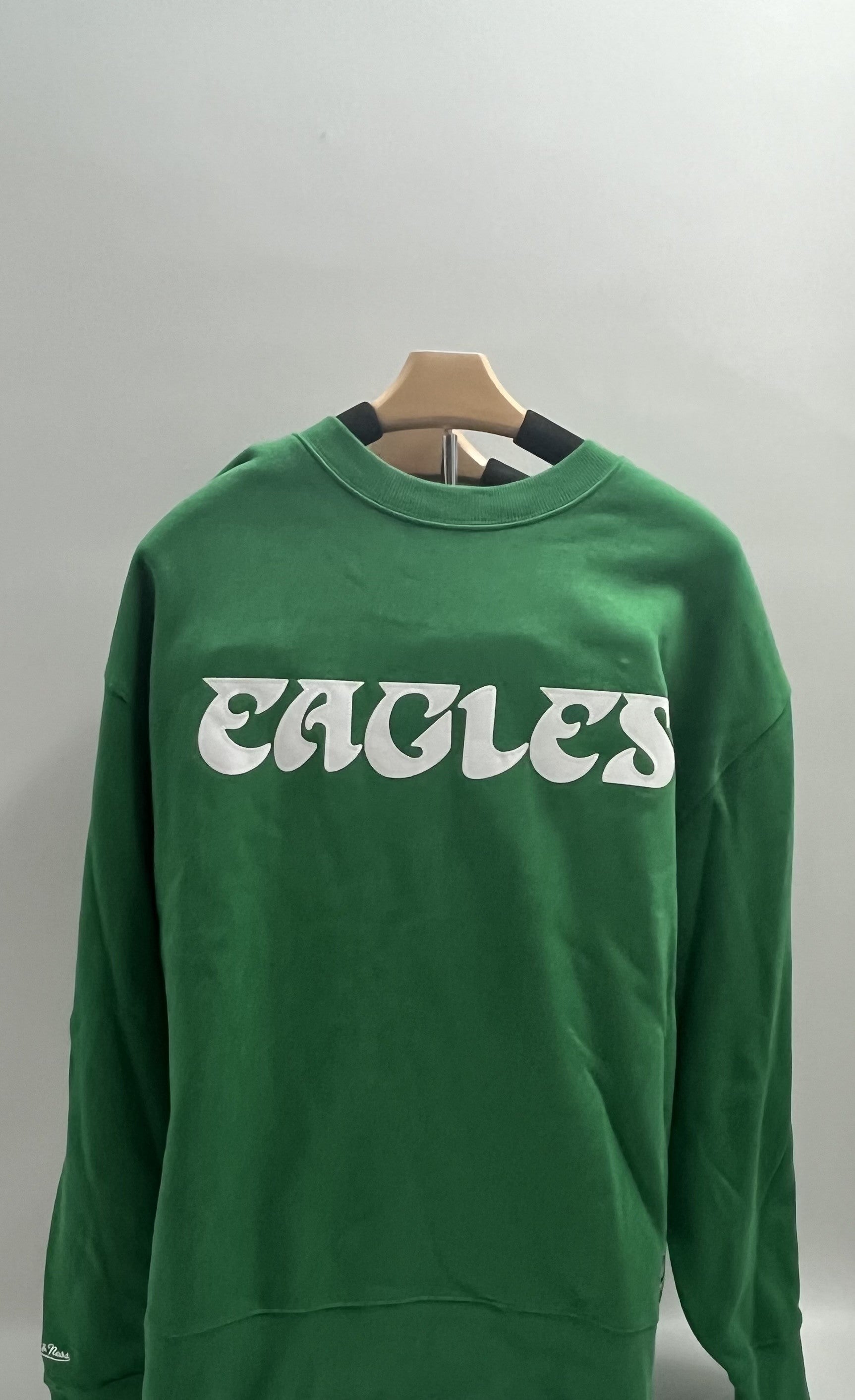 M&amp;N Kelly Green Philadelphia Eagles Vintage Logo Fleece Pullover SS