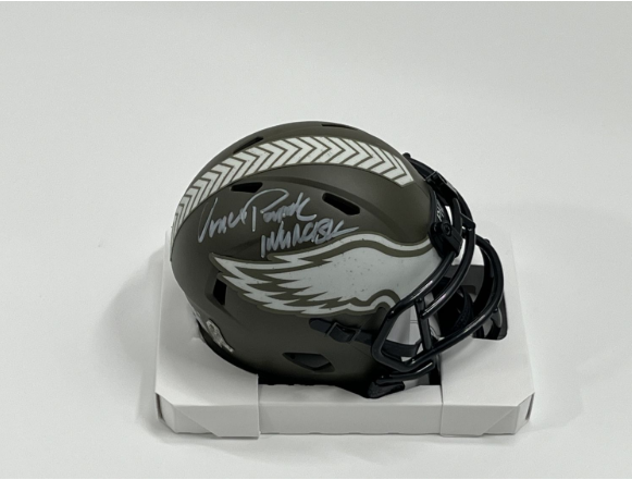 Vince Papale Signed Eagles STS Alt Spd MH Inscr &quot;Invincible&quot; (Jsa)