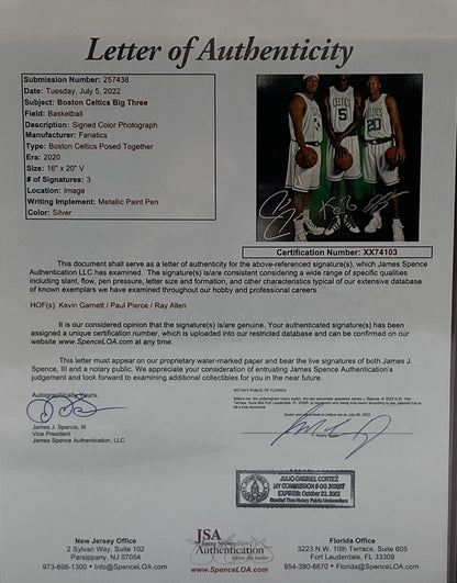 Boston Celtics signed by (3) 16x20 Photo (Fanatics &amp; JSA)